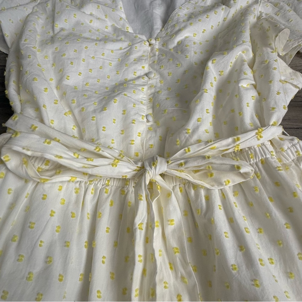Lane Bryant White Dress w/Yellow Polka Dots A Line Size 20 Knee Length Summer - Picture 12 of 14